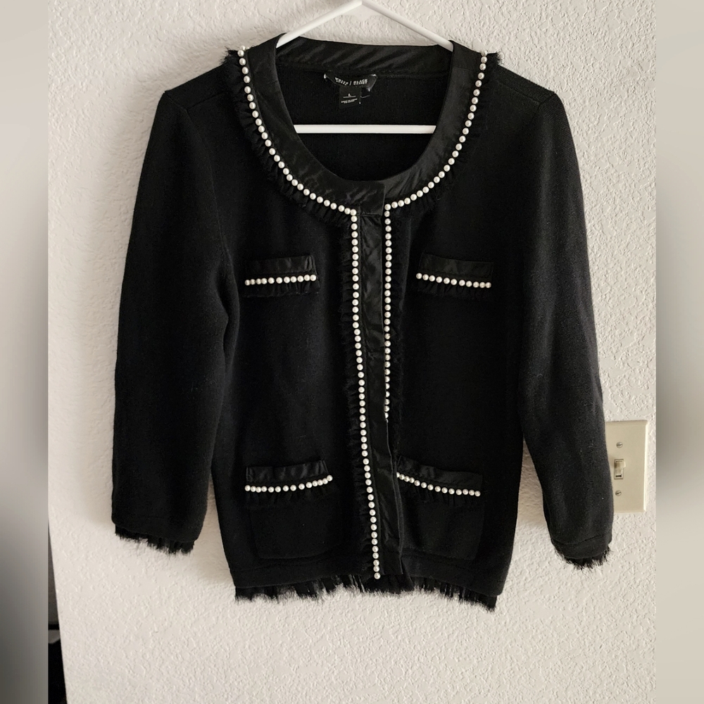 Black Pearl-Embellished Sweater white house black market